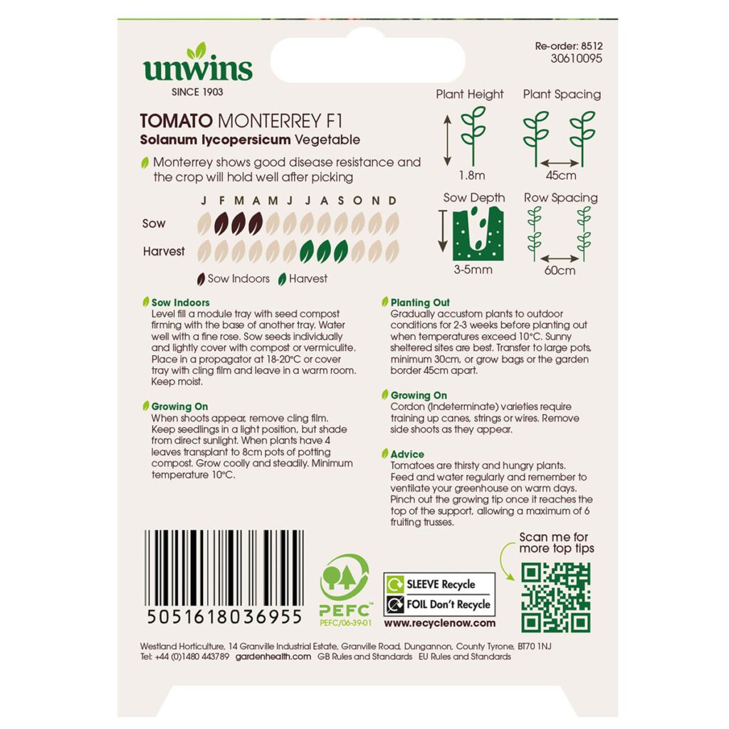 Unwins Organic Cordon Tomato Monterrey Seeds 5051618036955 2